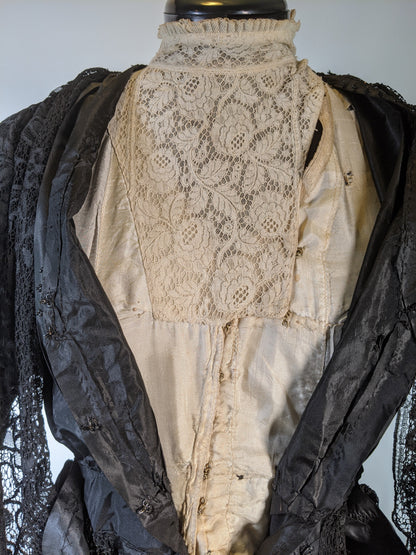 1910s Black Taffeta Gown | 28" waist