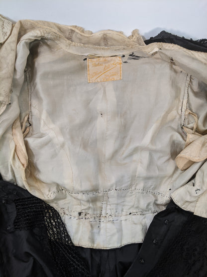 1910s Black Taffeta Gown | 28" waist