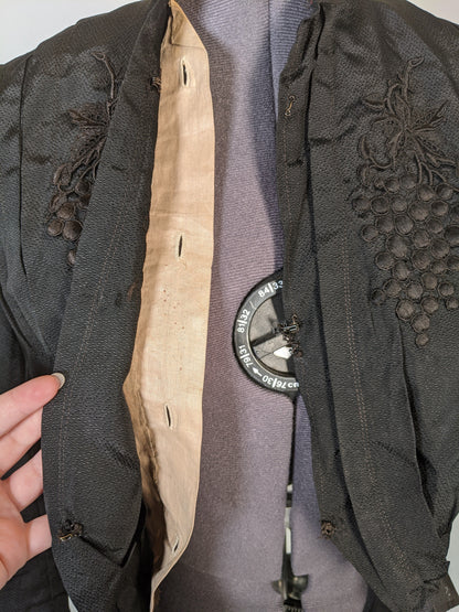 Late Victorian Mourning Bodice | Grape Motif