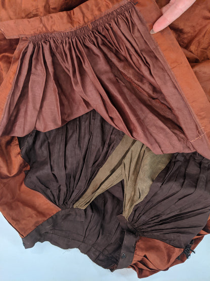 1880s Orange and Black Silk Gown