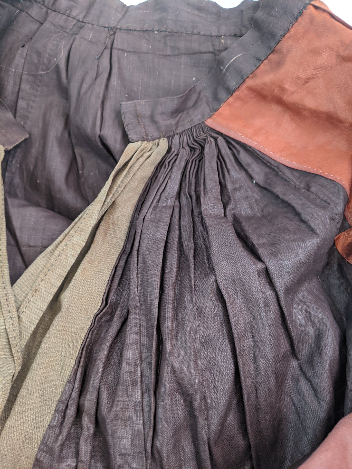 1880s Orange and Black Silk Gown