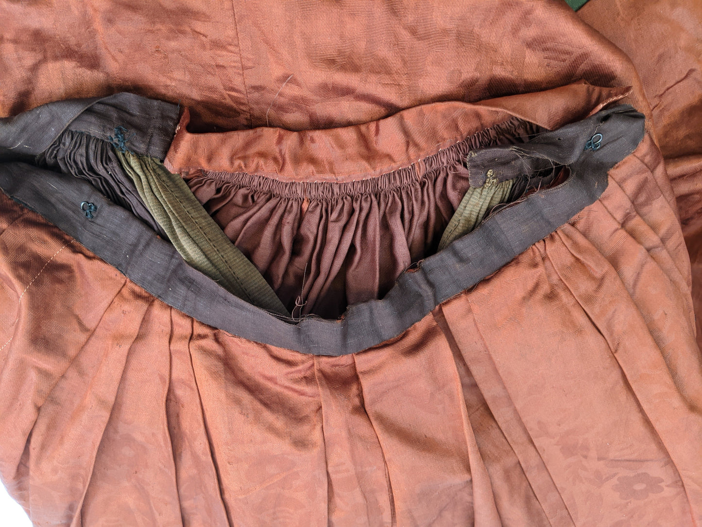 1880s Orange and Black Silk Gown