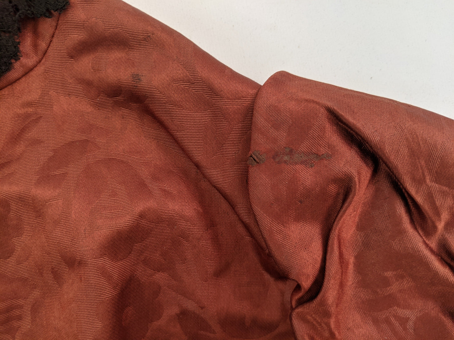 1880s Orange and Black Silk Gown
