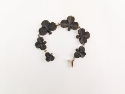 Victorian Bog Oak Shamrock Bracelet