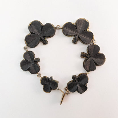 Victorian Bog Oak Shamrock Bracelet