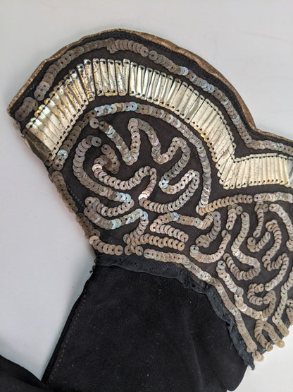 1920s-30s Black Sequined Gloves | XS