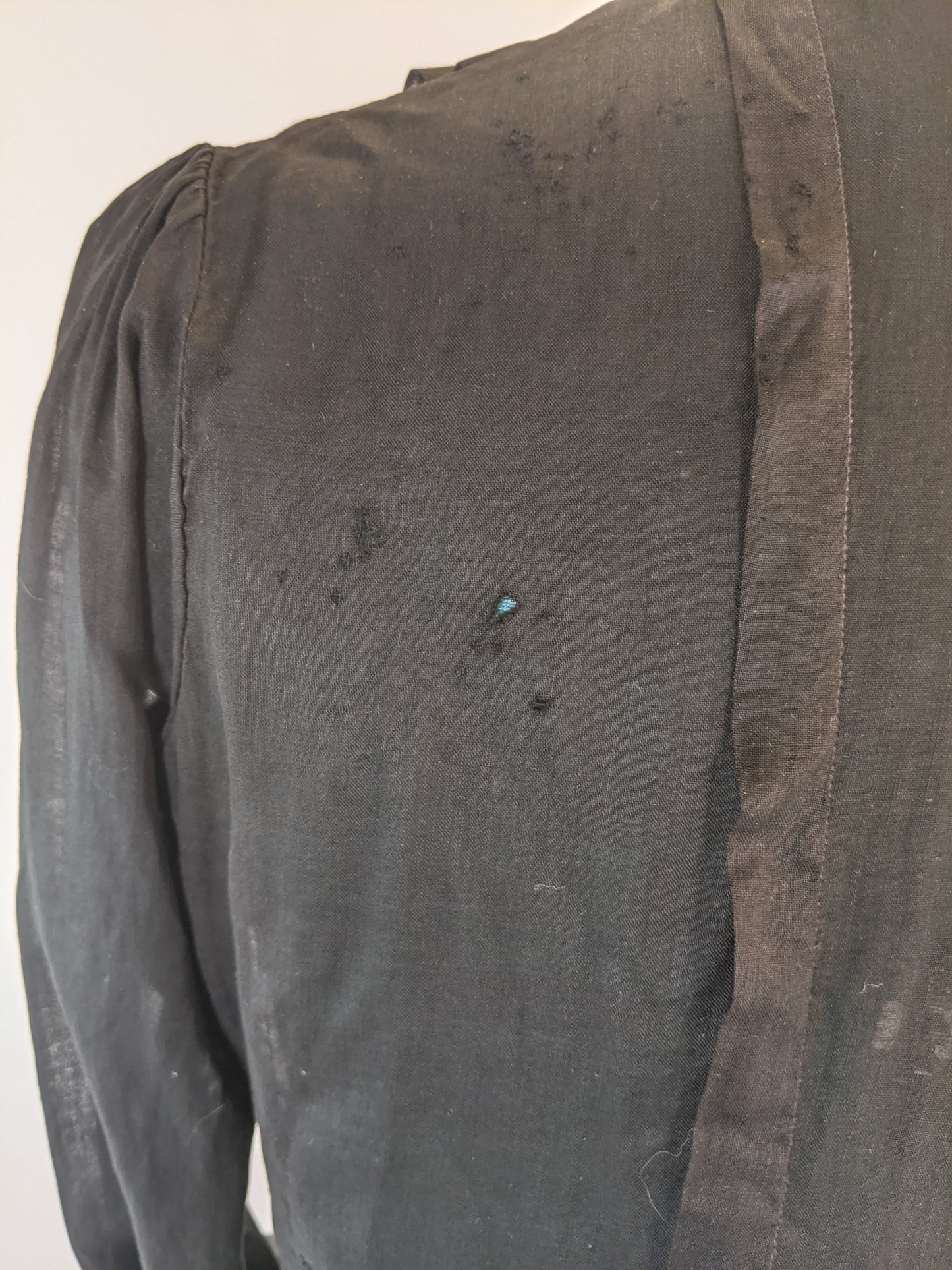 1900s Black Cotton Shirtwaist