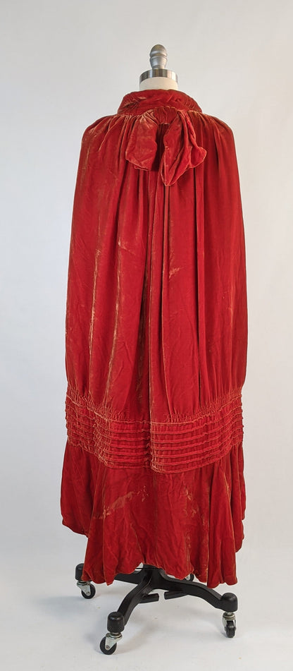 1920s Orange Velvet Cape