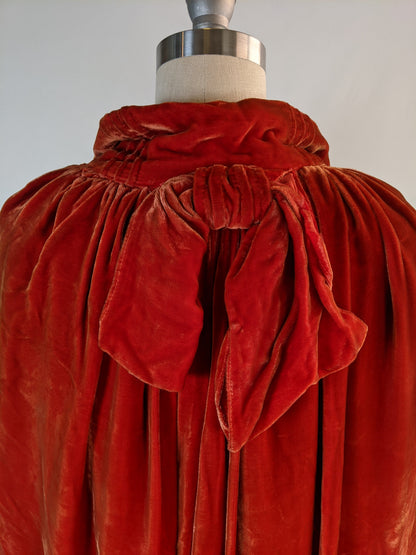 1920s Orange Velvet Cape