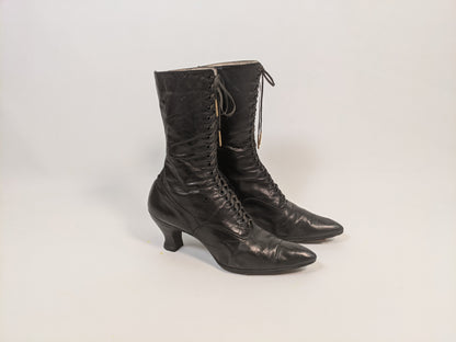 1910s-20s Black Boots | Approx Sz 7