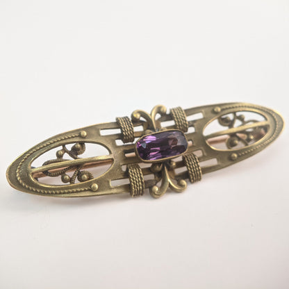 Art Deco Amethyst Paste Brooch