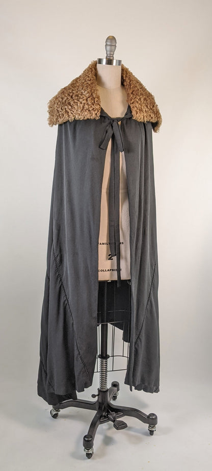 1920s Black Silk Cape