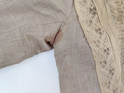 1880s Beige + Maroon Bodice
