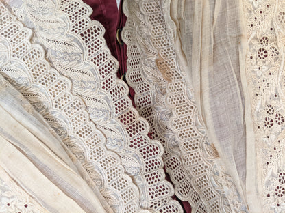 1880s Beige + Maroon Bodice