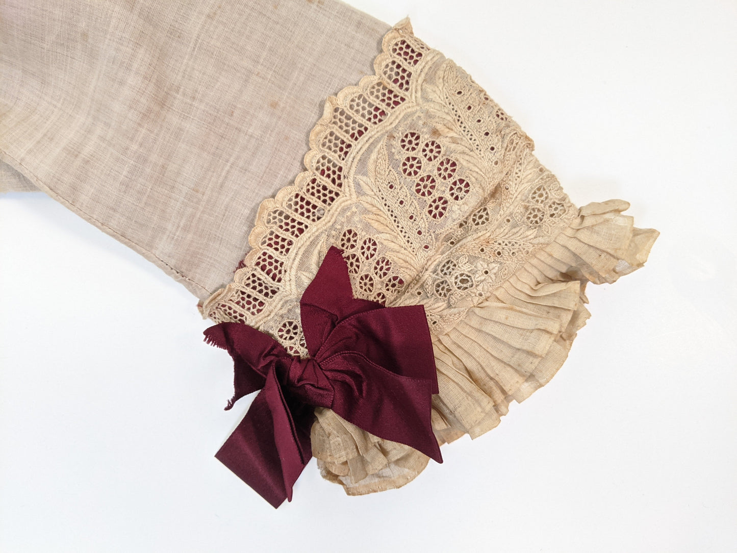 1880s Beige + Maroon Bodice