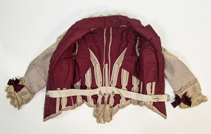 1880s Beige + Maroon Bodice