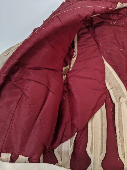 1880s Beige + Maroon Bodice