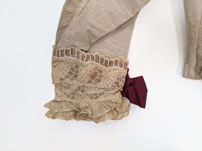 1880s Beige + Maroon Bodice