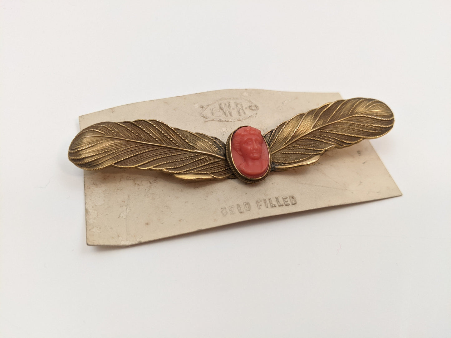 Art Nouveau Feathered Cameo Brooch