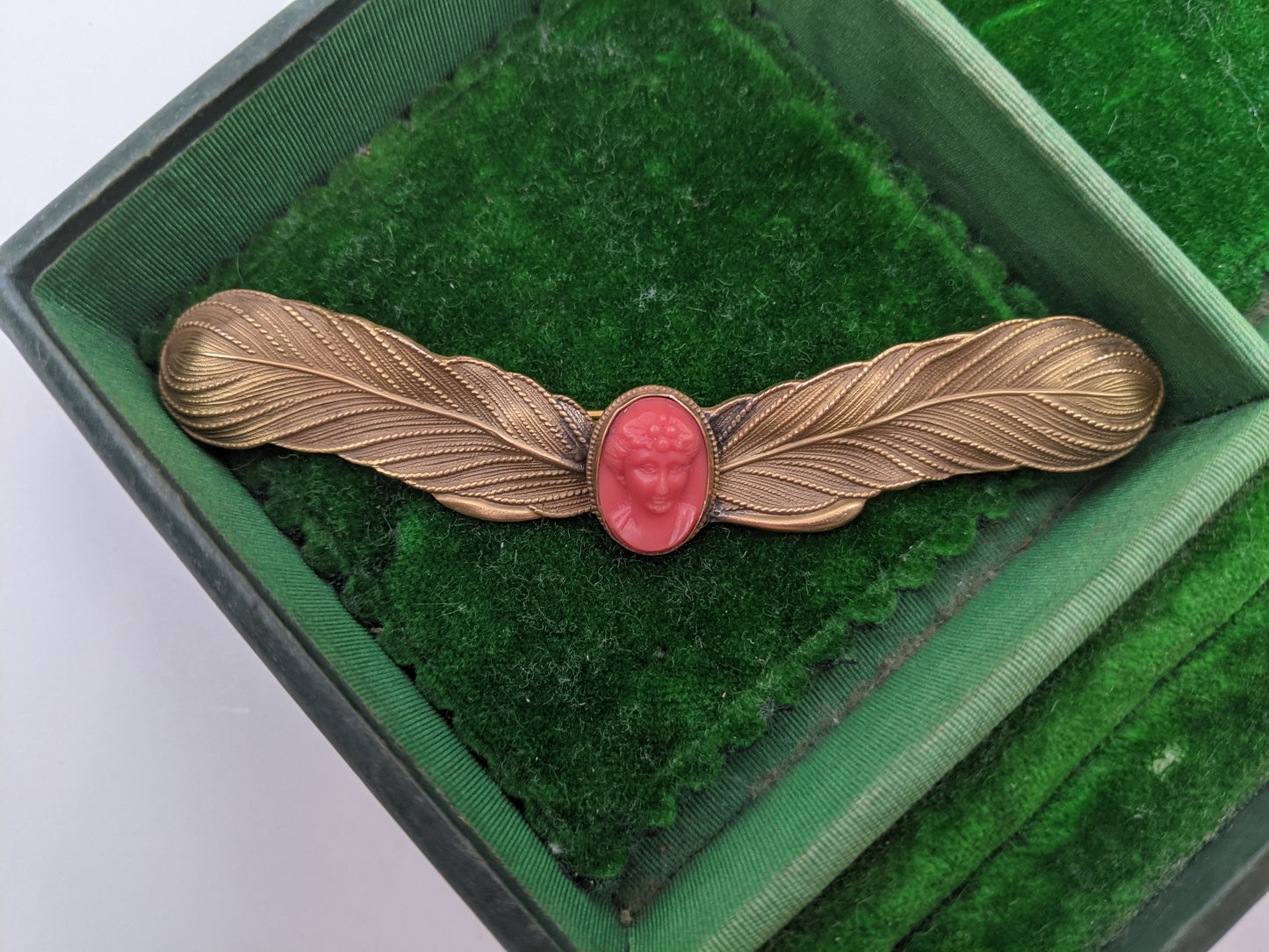 Art Nouveau Feathered Cameo Brooch
