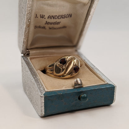 9k Gold Garnet Snake Ring