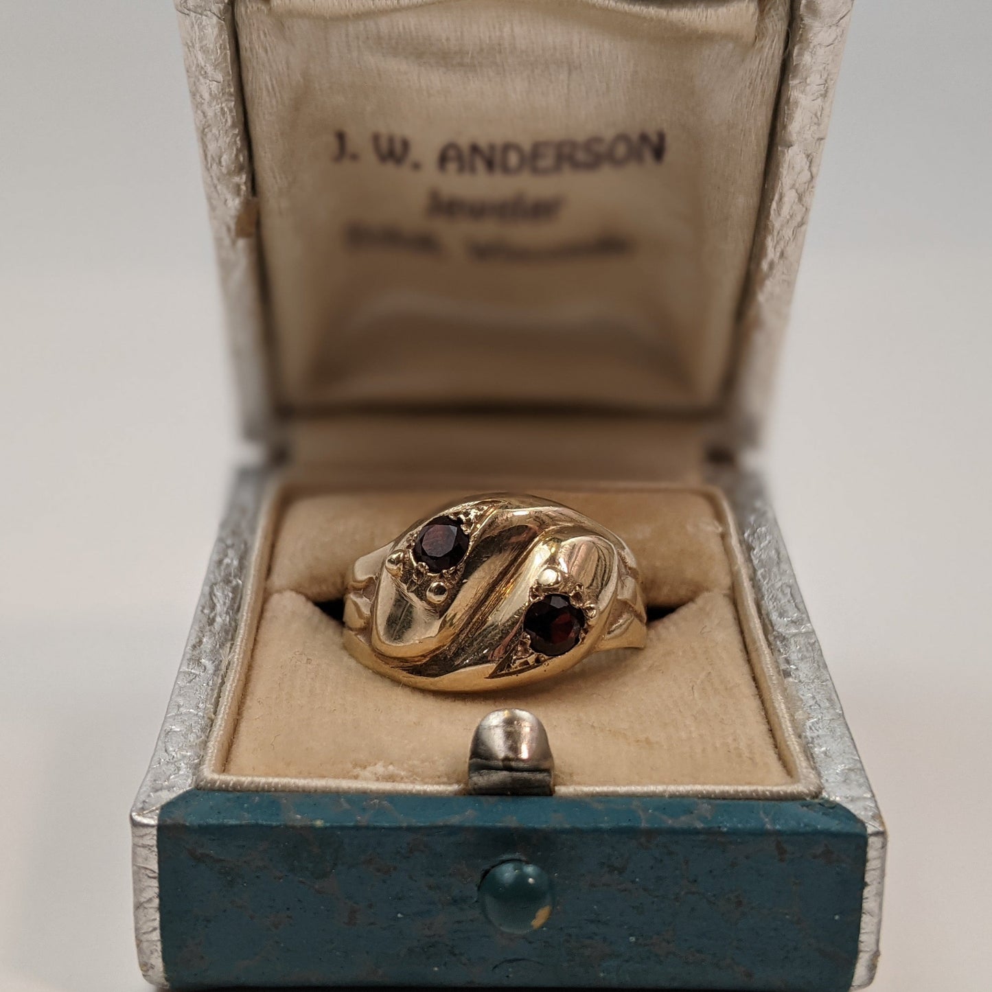 9k Gold Garnet Snake Ring