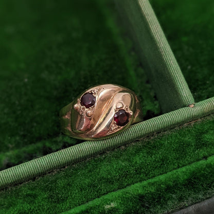 9k Gold Garnet Snake Ring