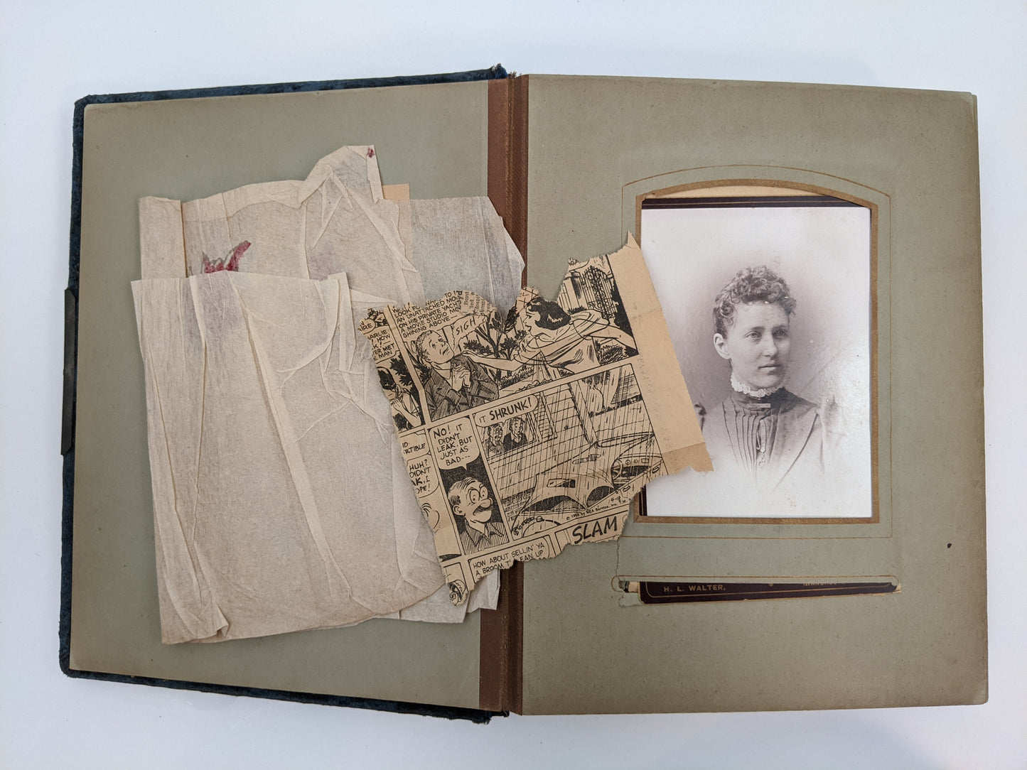 Blue Victorian Photo Album with Photos