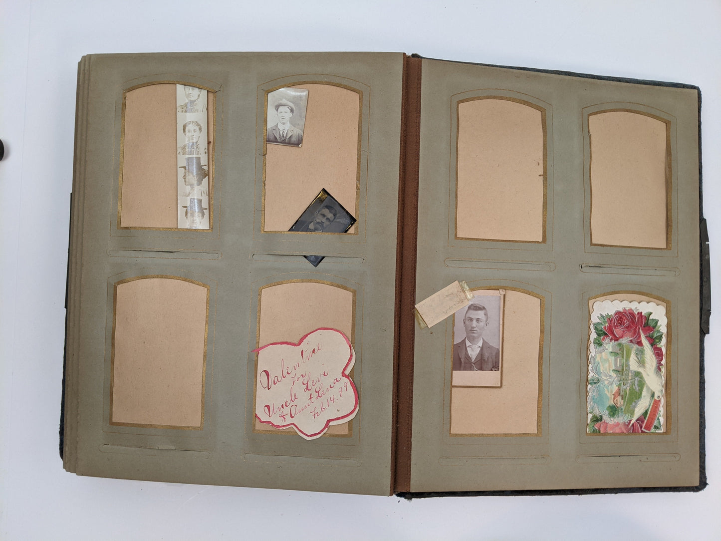 Blue Victorian Photo Album with Photos