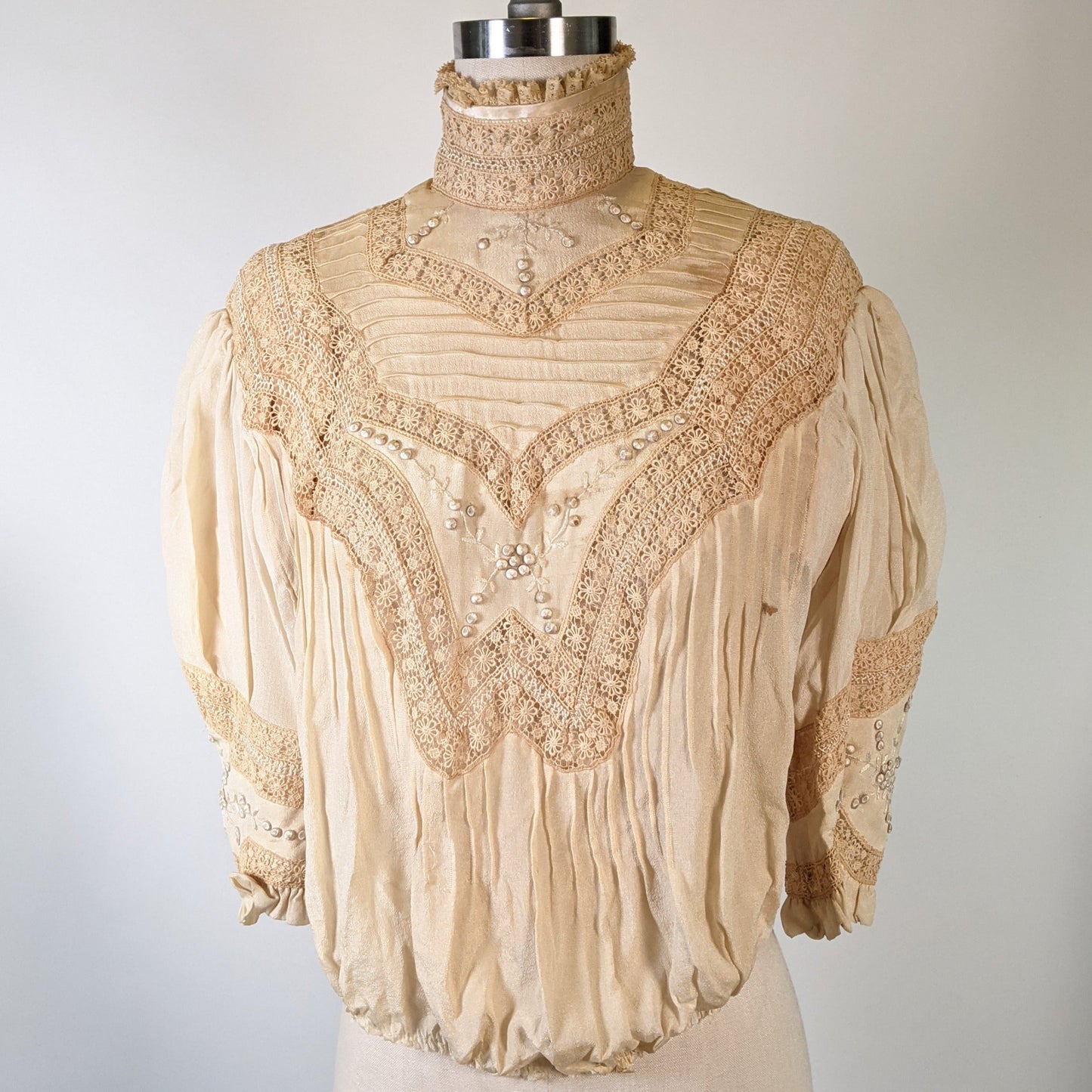 Edwardian Ecru Silk Lace Blouse