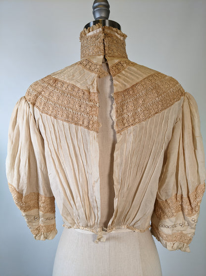 Edwardian Ecru Silk Lace Blouse