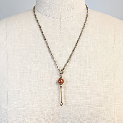 Victorian Agate Button Hook Pendant