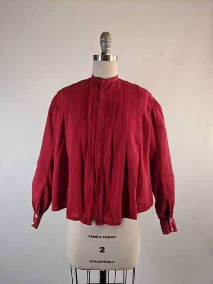 1900s Red Cotton Skirt + Blouse Set