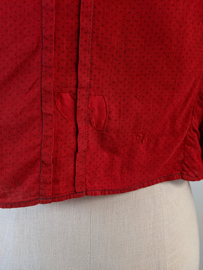 1900s Red Cotton Skirt + Blouse Set