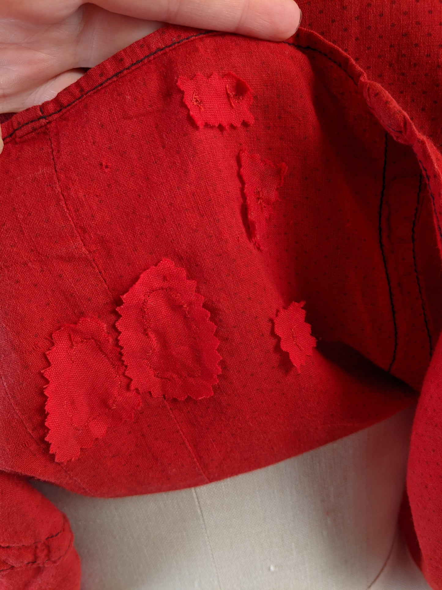 1900s Red Cotton Skirt + Blouse Set
