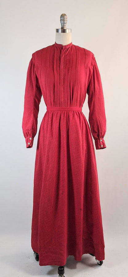 1900s Red Cotton Skirt + Blouse Set