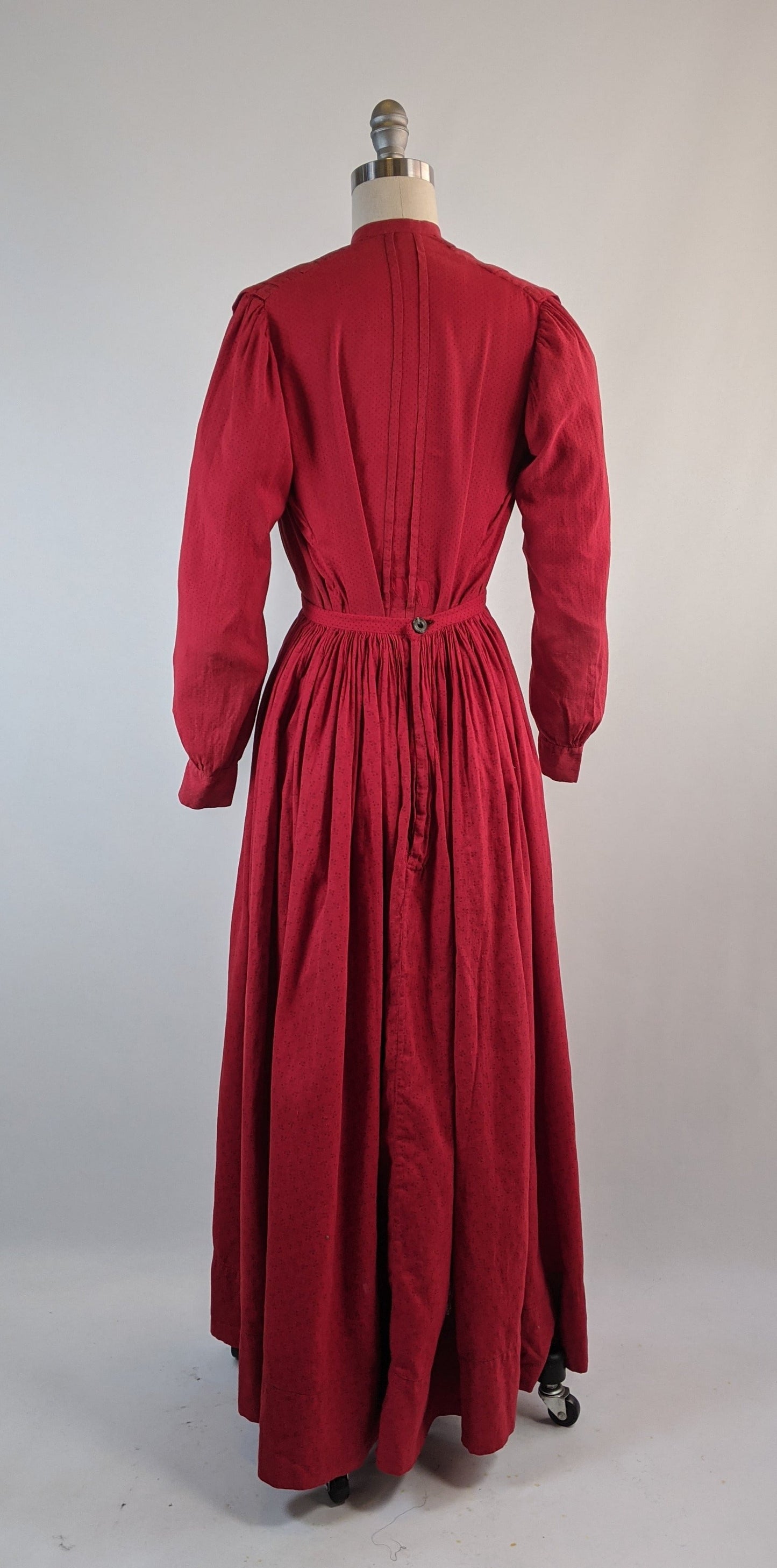 1900s Red Cotton Skirt + Blouse Set