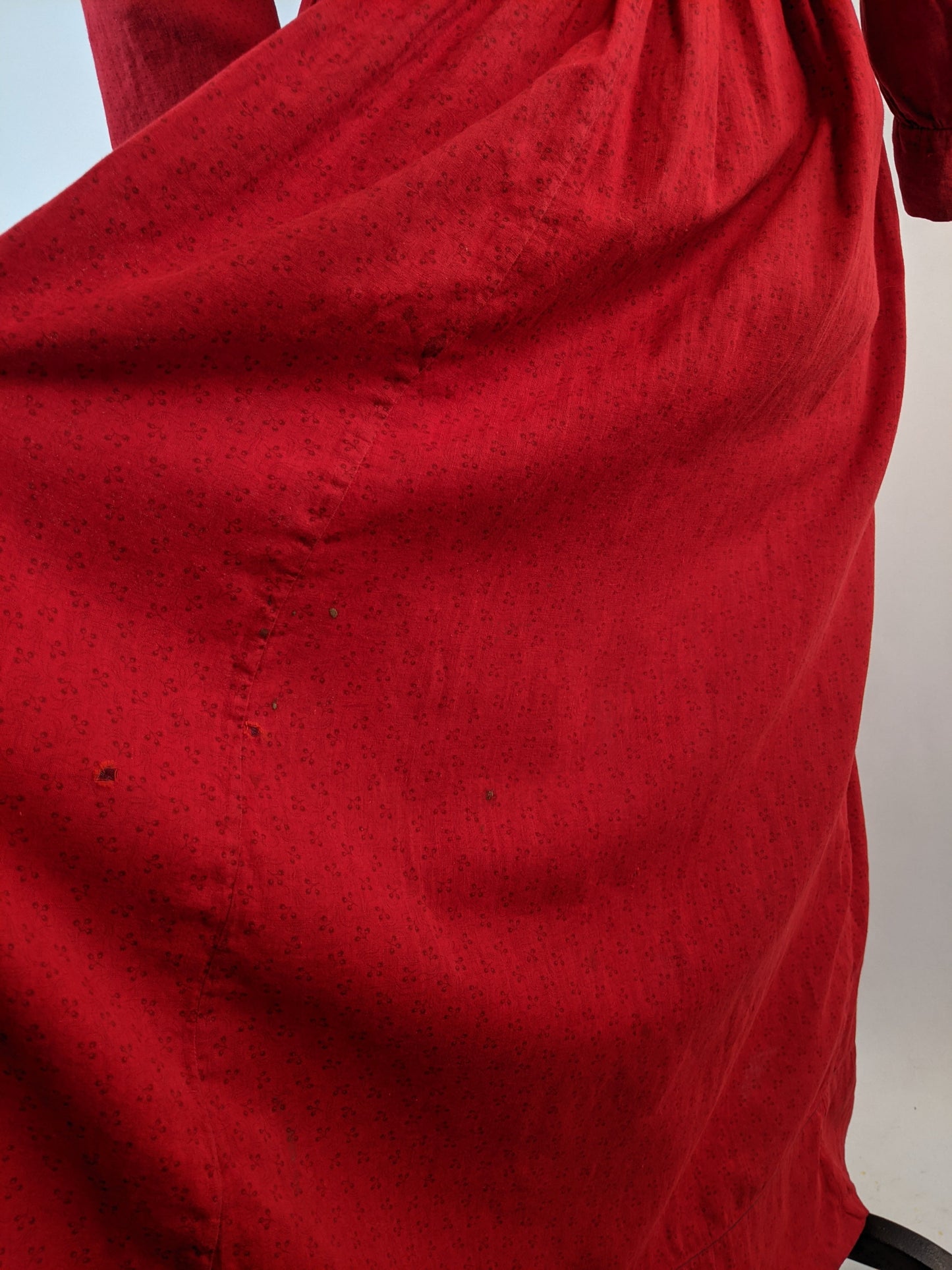 1900s Red Cotton Skirt + Blouse Set