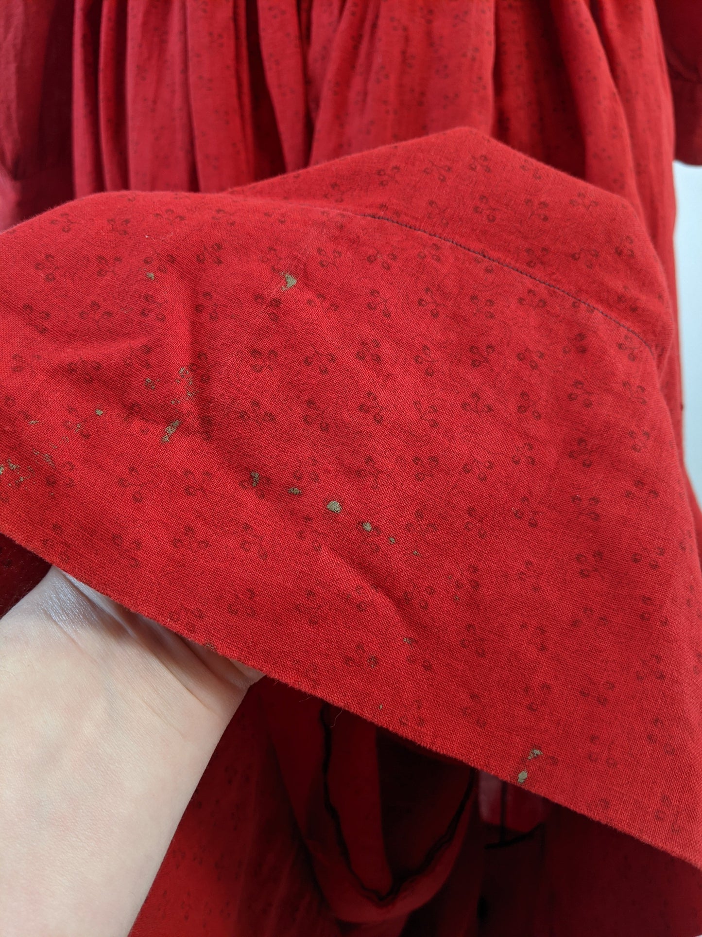 1900s Red Cotton Skirt + Blouse Set