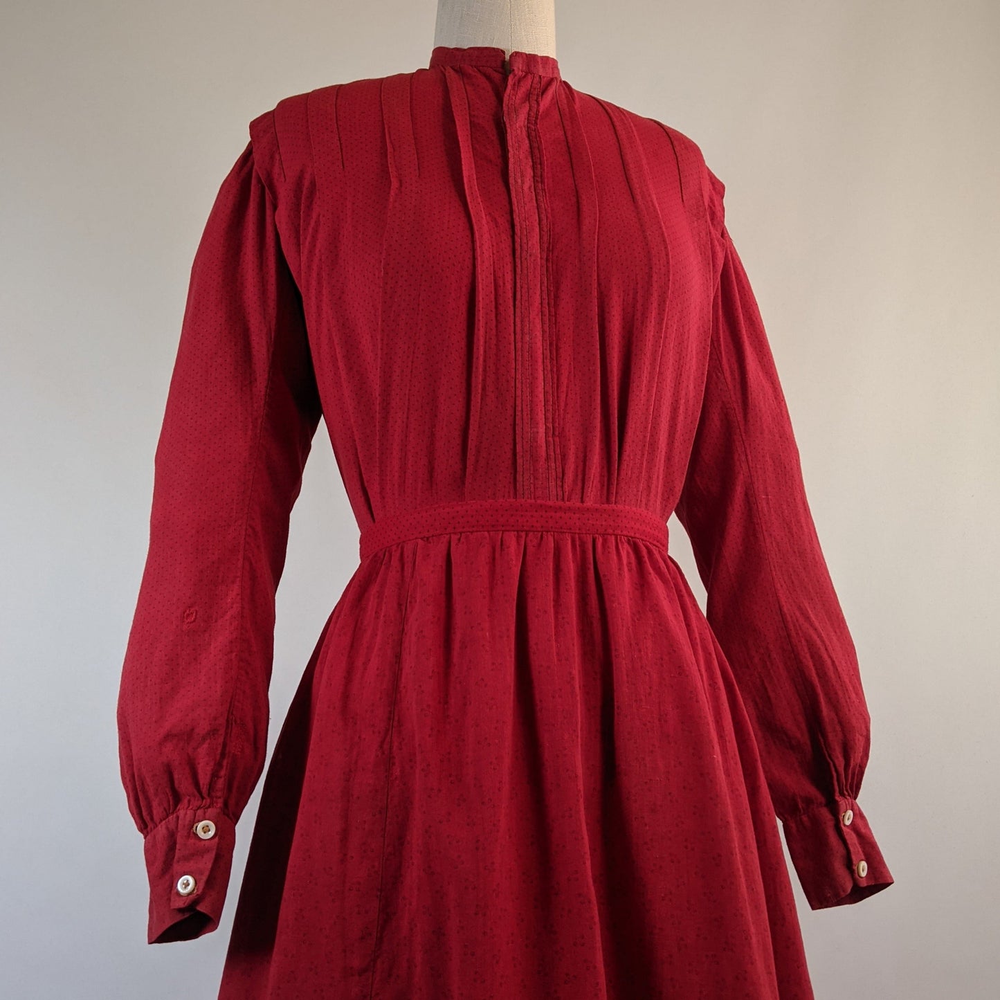 1900s Red Cotton Skirt + Blouse Set