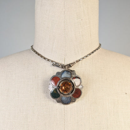 Silver Scottish Cairngorm Brooch + Pendant