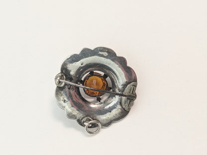Silver Scottish Cairngorm Brooch + Pendant
