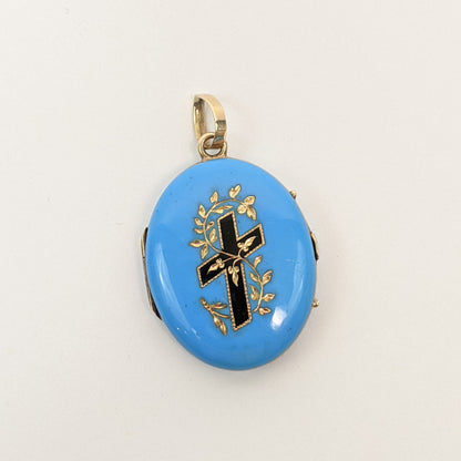 Victorian 14k Gold Enamel Mourning Locket