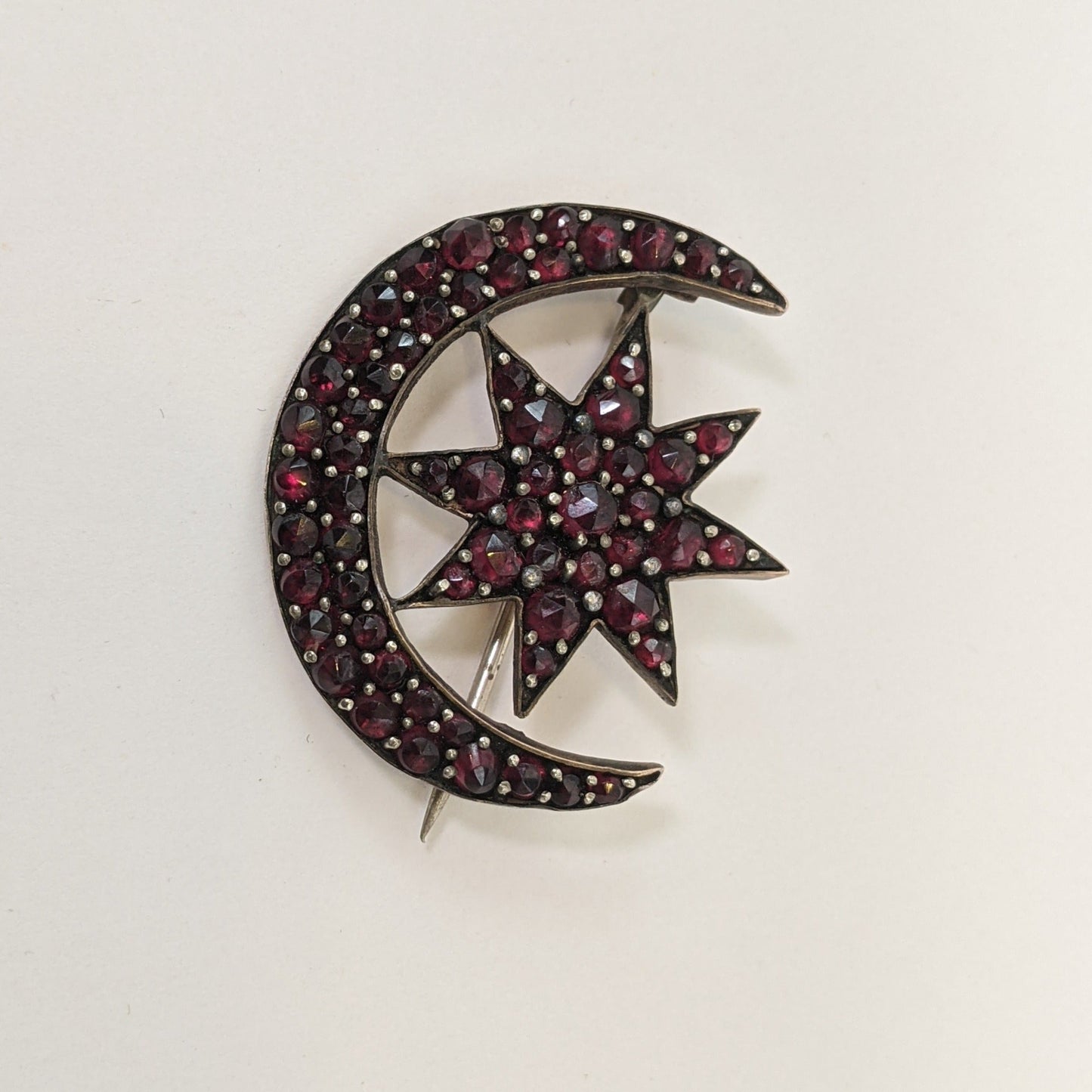 Bohemian Garnet Celestial Brooch C. 1890s