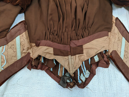 1890s Brown Velvet Gigot Sleeve Bodice