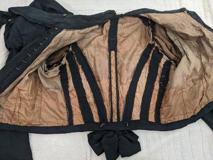 1890s Black Gigot Sleeve Bodice | Cotton/Blend