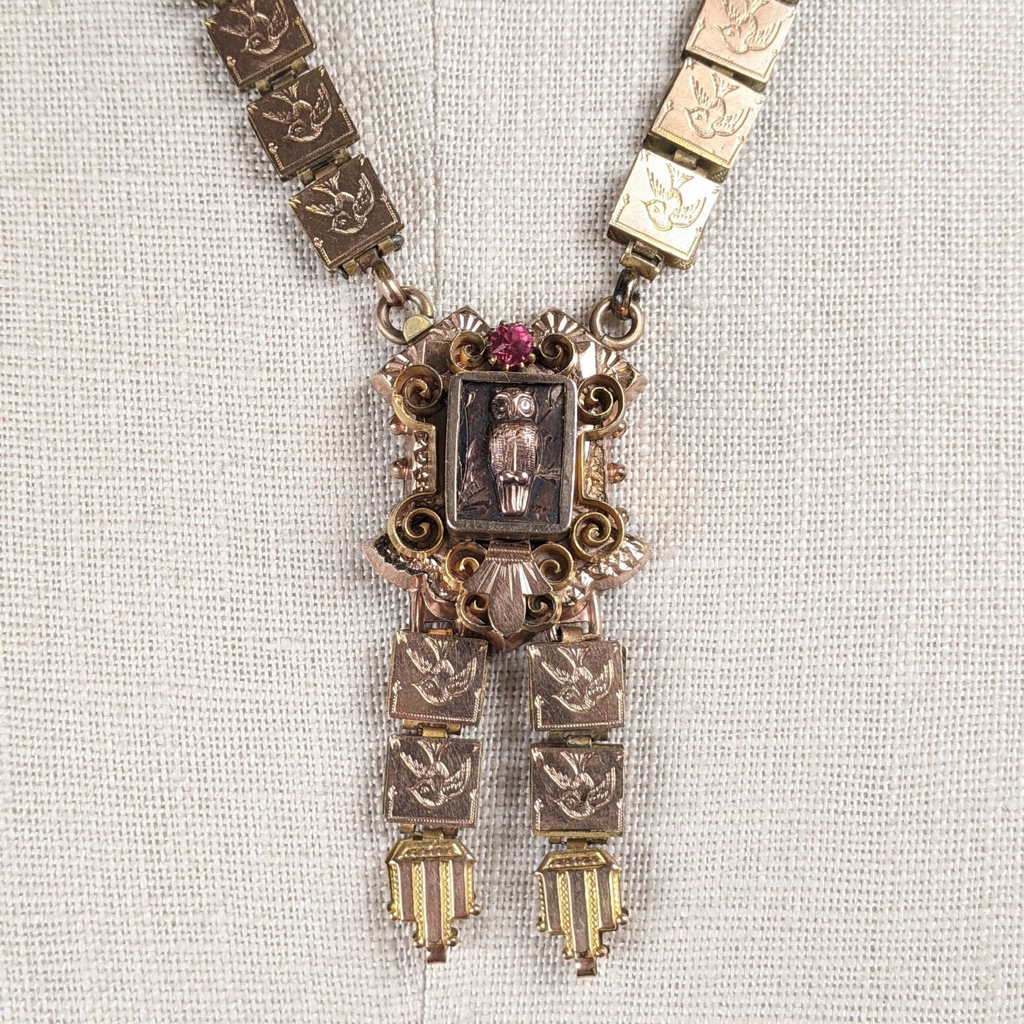 Victorian Owl Book Chain Necklace