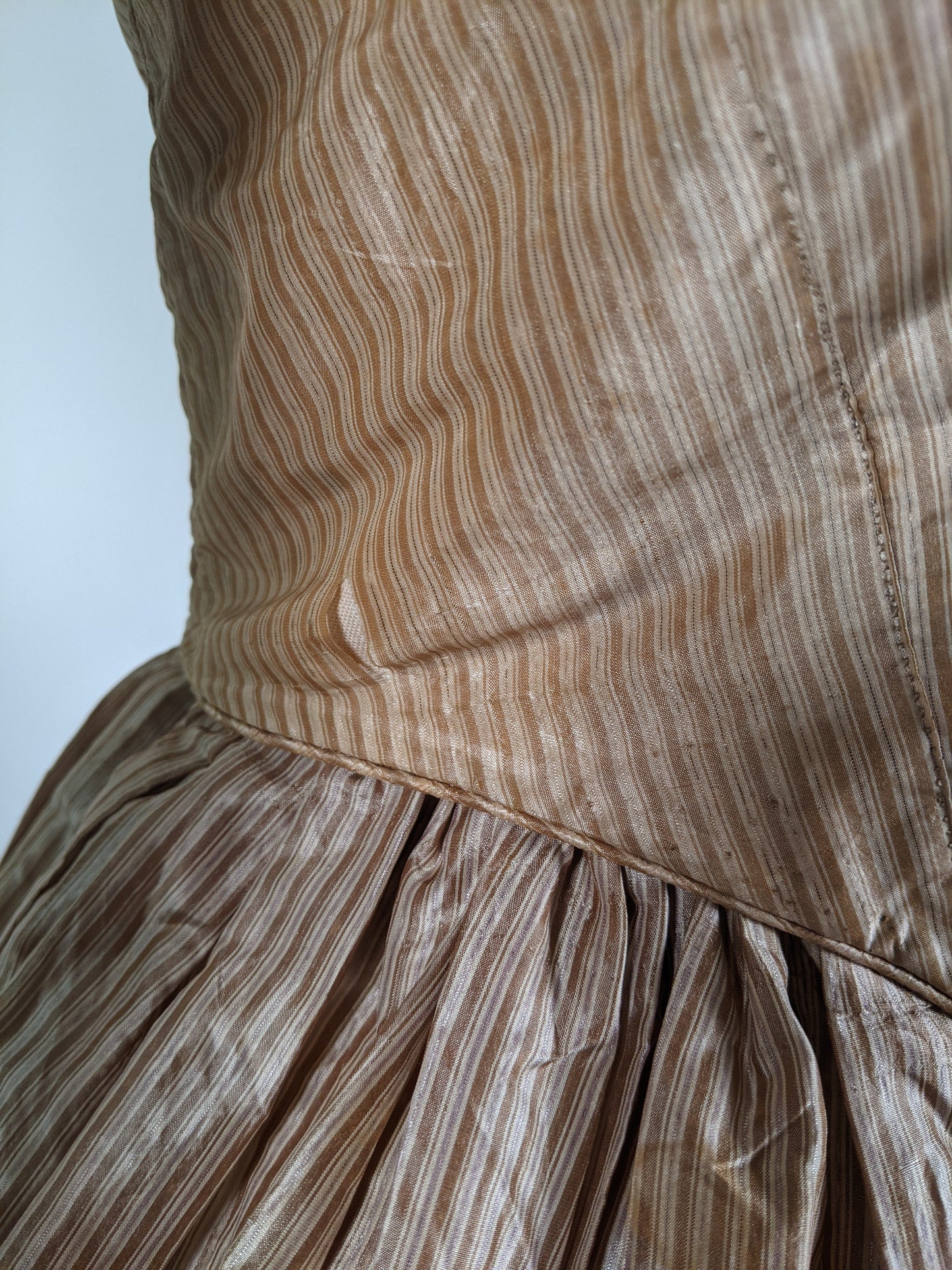 1840s Champagne Silk Gown