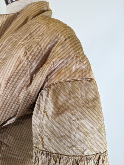 1840s Champagne Silk Gown