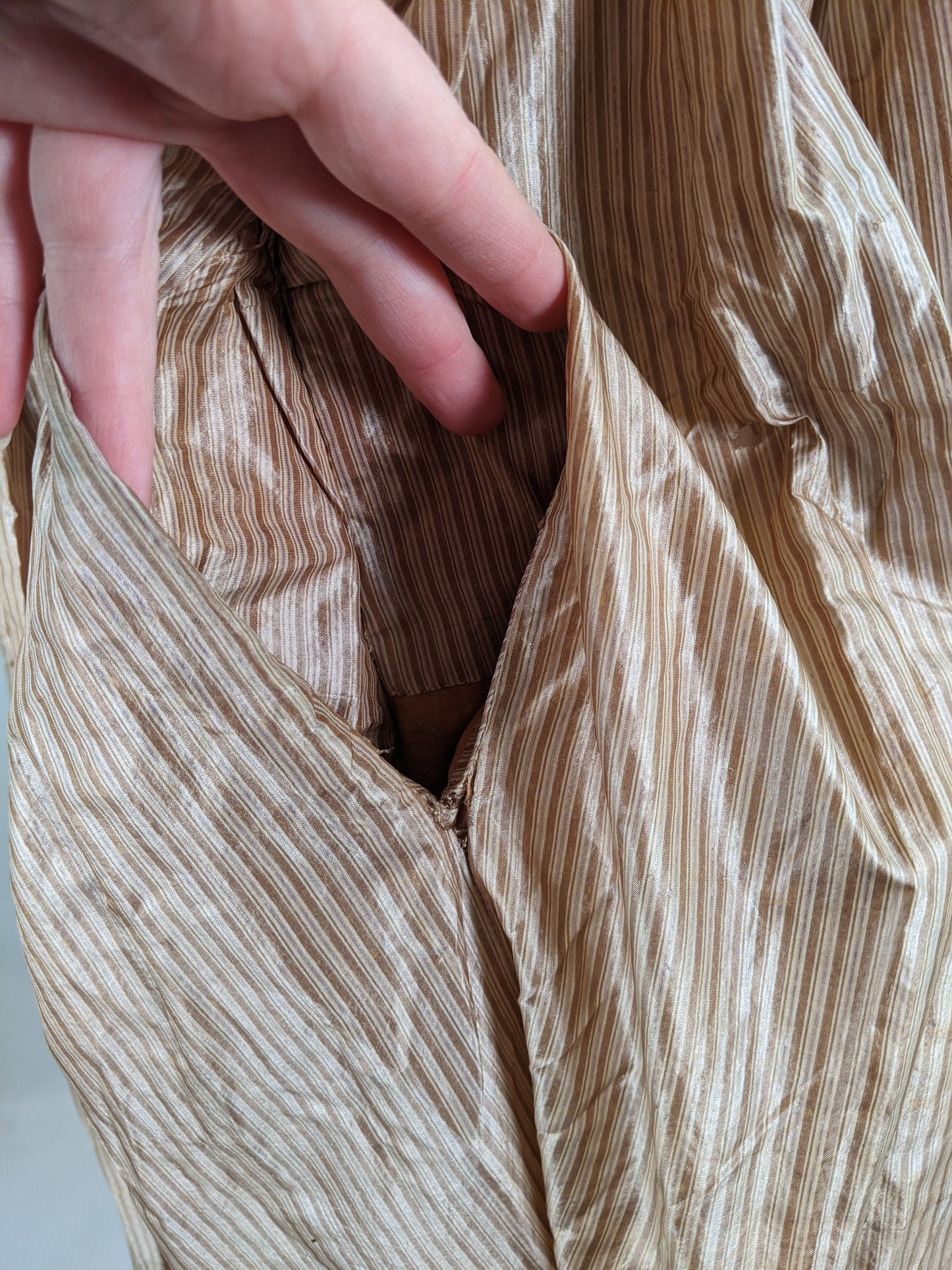 1840s Champagne Silk Gown